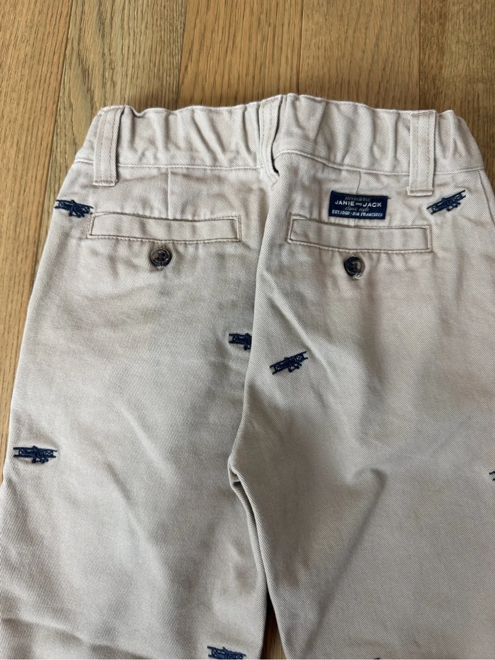 Janie and Jack Boys Khaki Airplane Embroidered Chino Pants Size 4